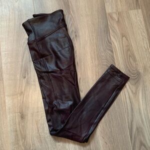 Burgundy Faux Leather Spanx Leggings